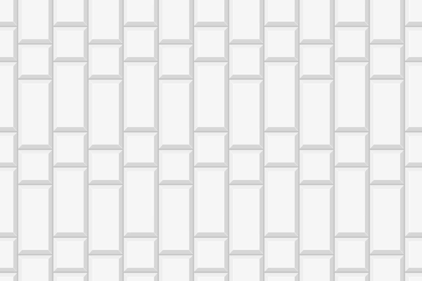 White vertical rectangle and square tile background. Ceramic or brick wall seamless pattern. Kitchen backsplash or bathroom floor seamless pattern vector