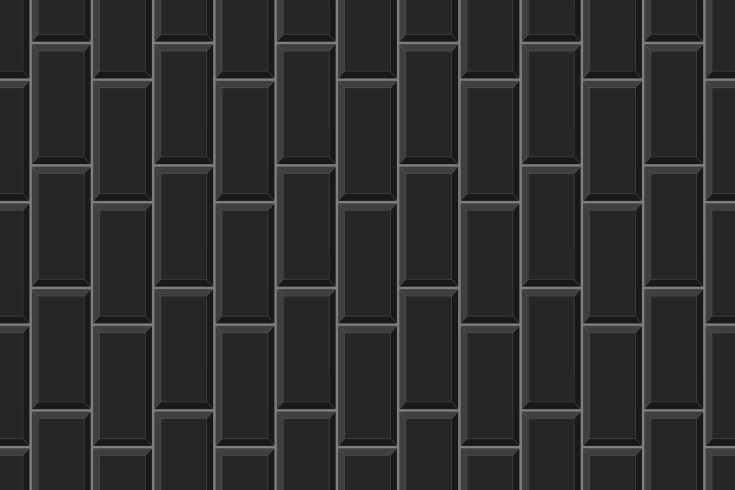 Vertical rectangle tile layout. Ceramic or brick black wall seamless pattern. Kitchen backsplash or bathroom floor background. Interior or exterior texture vector