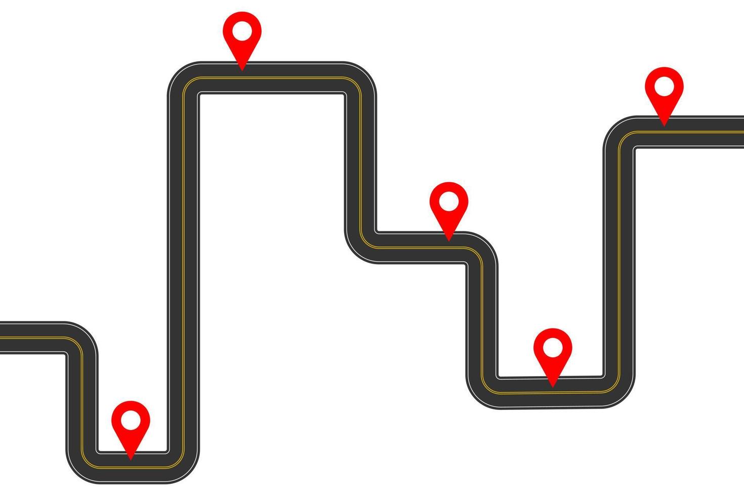Roadmap infographic template with map pins signs. Delivery, trip, travel plan concept vector