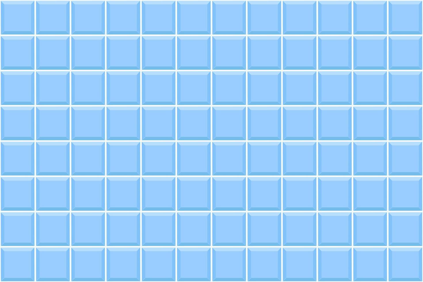 Blue square tile seamless pattern. Swimming pool floor background. Bathroom or toilet ceramic or glass wall texture. Interior or exterior mosaic surface vector