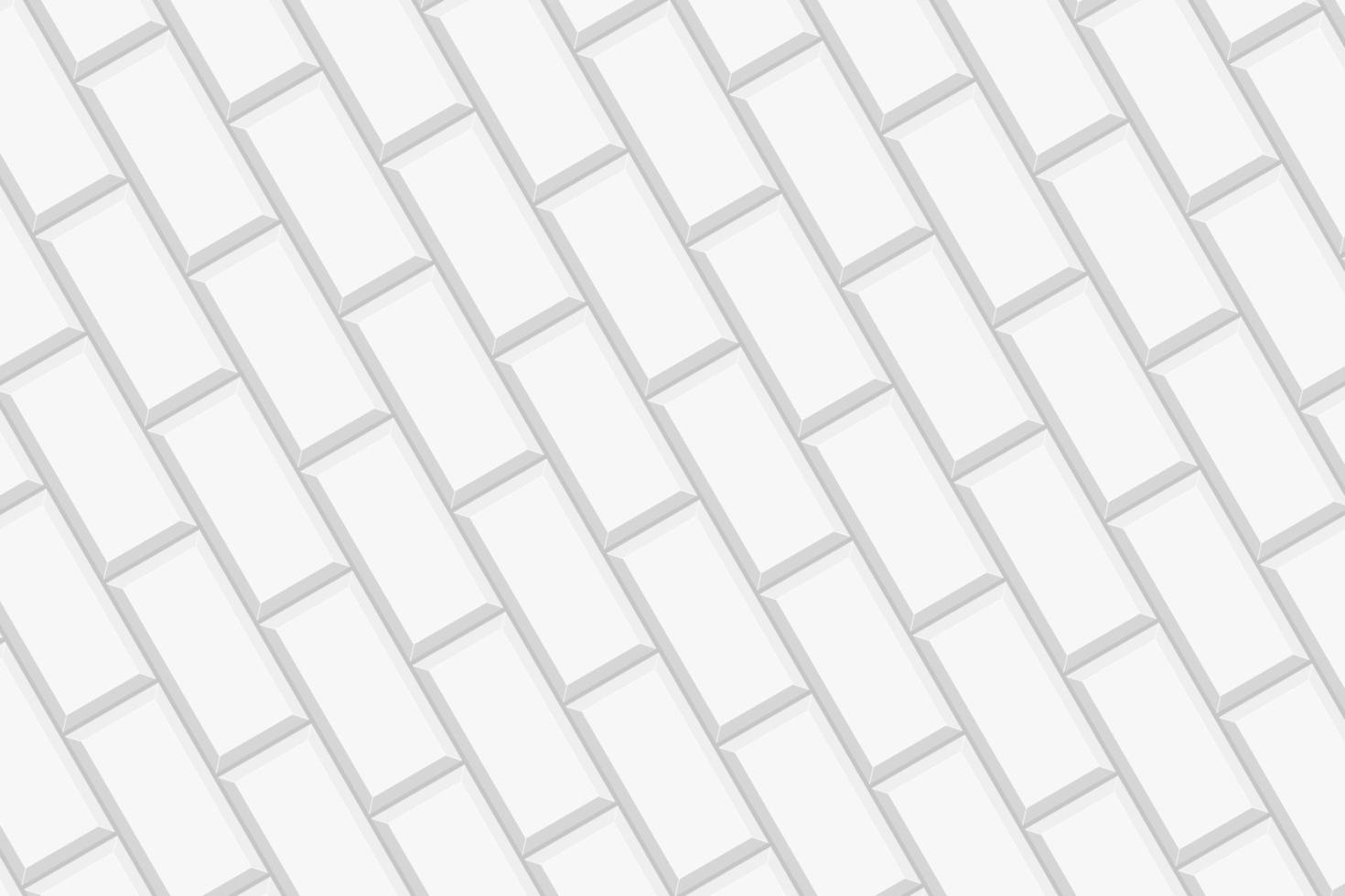 White rectangles tile in diagonal arrangement. Ceramic or stone brick wall background. Kitchen backsplash or bathroom floor seamless pattern. Facade exterior texture vector