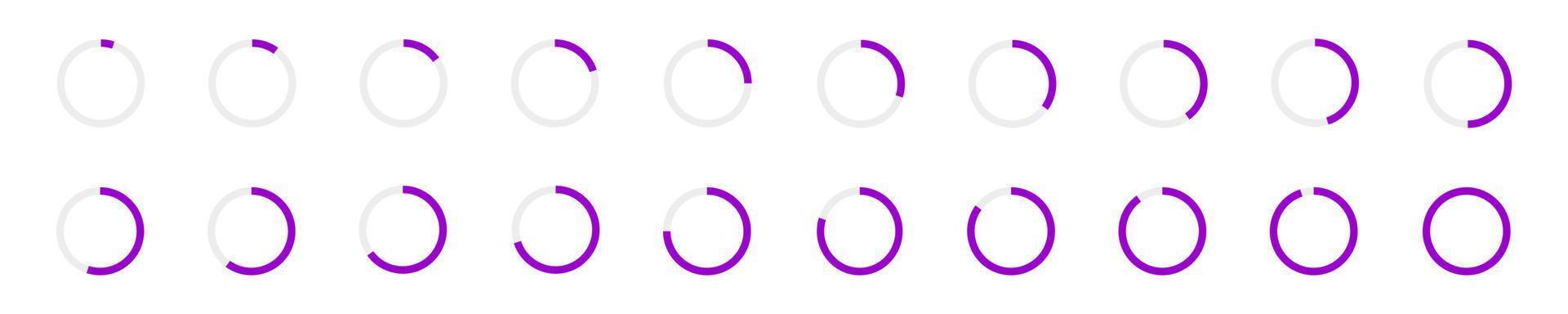Round loading bar set. Progress, process, waiting, download, battery charging signs. Infographic elements for website interface animation vector