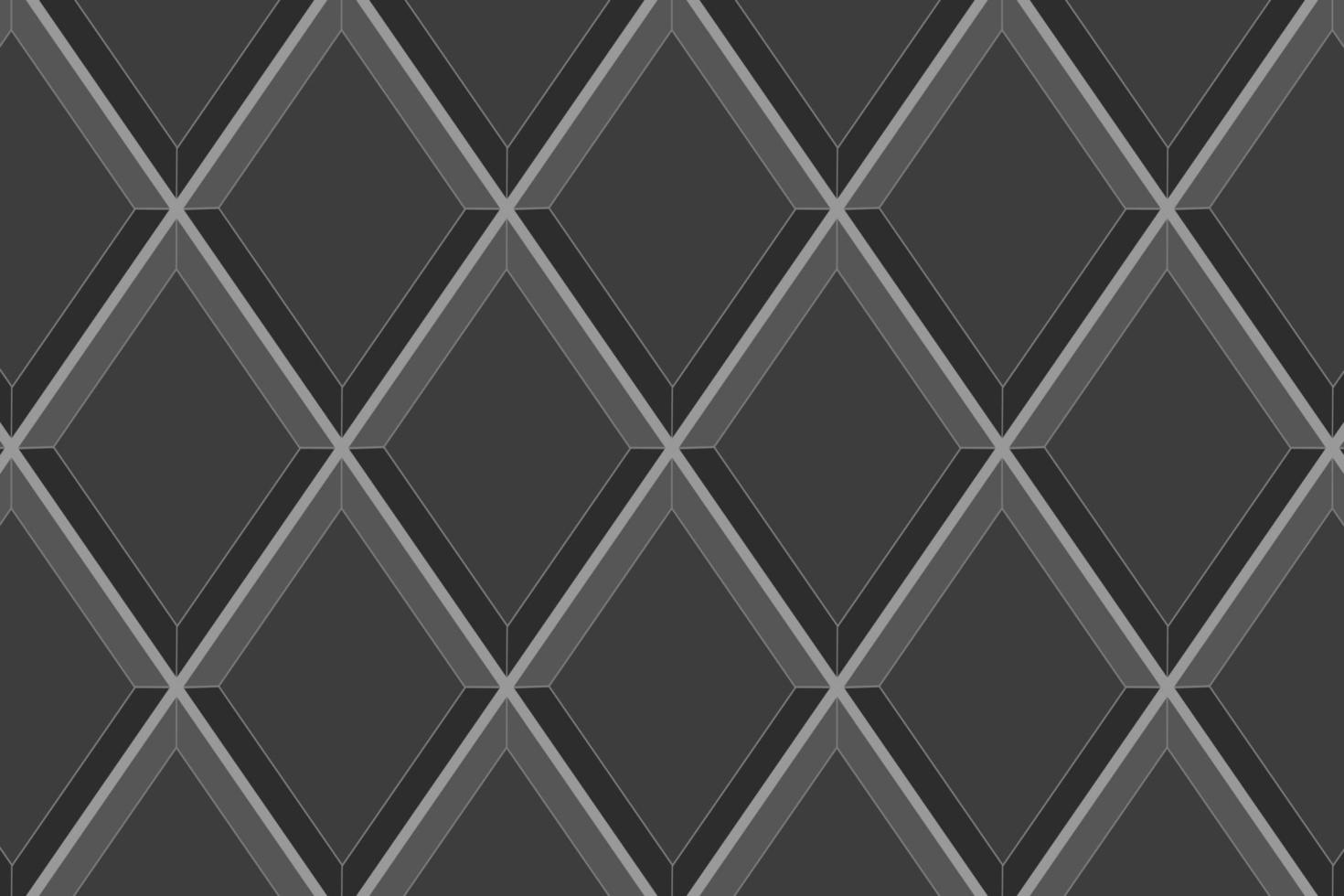 Black rhombus tile background. Kitchen backsplash texture. Bathroom or toilet ceramic wall or floor diamond mosaic surface. Interior or exterior decoration seamless pattern vector