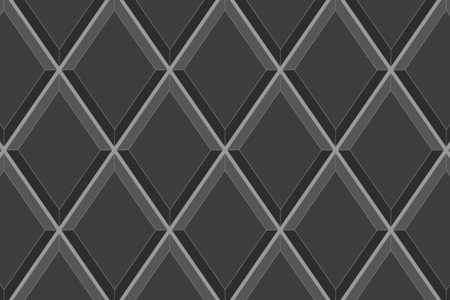Black rhombus tile background. Kitchen backsplash texture. Bathroom or toilet ceramic wall or floor diamond mosaic surface. Interior or exterior decoration seamless pattern vector