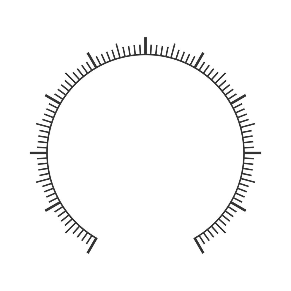 Round measuring scale. Pressure meter, manometer, barometer, speedometer, tonometer, thermometer, navigator or indicator template vector