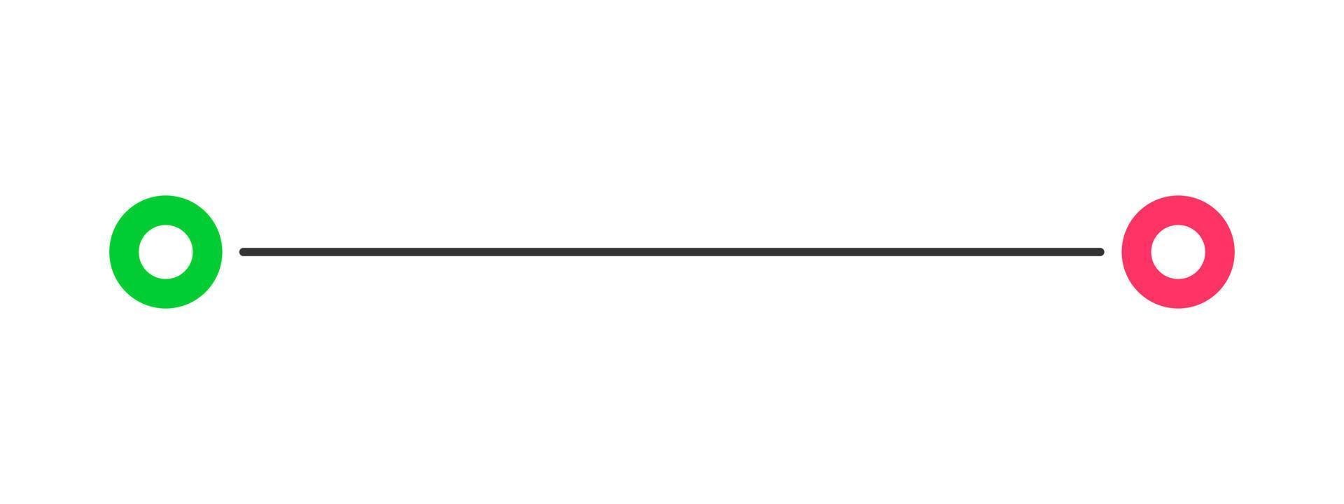 Straight line from start to finish points. Symbol of direction, aim, target, short path, easy challenge, fast way, ideal plan vector