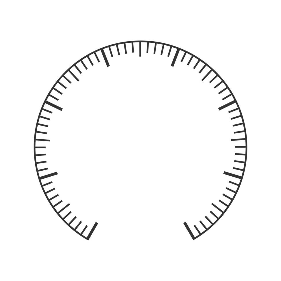 Scale example of pressure meter, manometer, barometer, speedometer, tonometer, thermometer, navigator or indicator tool. Round measuring dashboard template vector