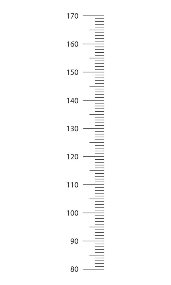 Stadiometer scale from 80 to 170 centimeters. Kids height chart template for wall growth stickers vector