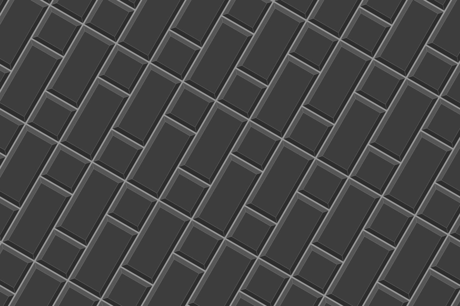 Black diagonal rectangles and squares tile. Ceramic or stone brick wall background. Kitchen backsplash, bathroom or toilet floor seamless pattern vector