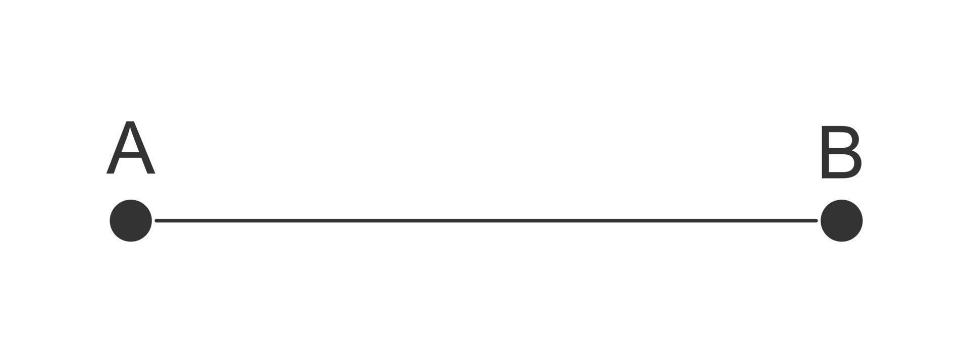 Straight line with A and B letters on start and finish points. Symbol of direction, aim, target, short path, easy challenge, fast way, ideal plan vector