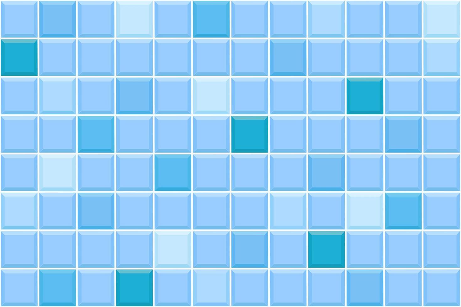 Blue tile seamless pattern. Swimming pool floor background. Bathroom or toilet ceramic wall texture. Interior or exterior mosaic surface vector