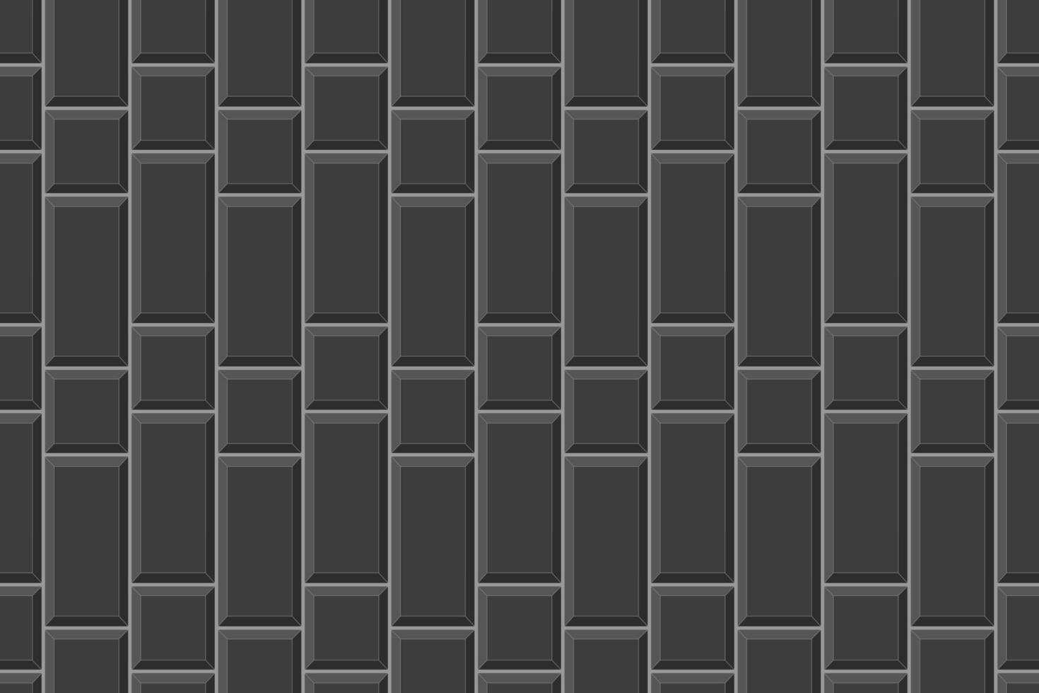 Black rectangle and square tile vertical masonry background. Ceramic or brick wall seamless pattern. Kitchen backsplash or bathroom floor texture vector