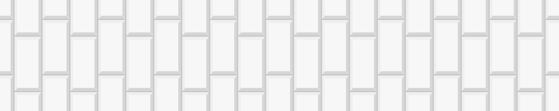 White vertical rectangle tile texture. Ceramic or brick wall seamless pattern. Kitchen backsplash or bathroom floor horizontal background. Interior or exterior surface vector