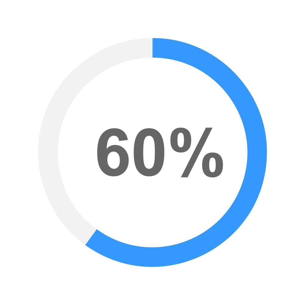 Round process bar filled on 60 percent. Loading, progress, waiting, transfer, battery charging, buffering or downloading icon. Infographic element for web site or mobile app vector