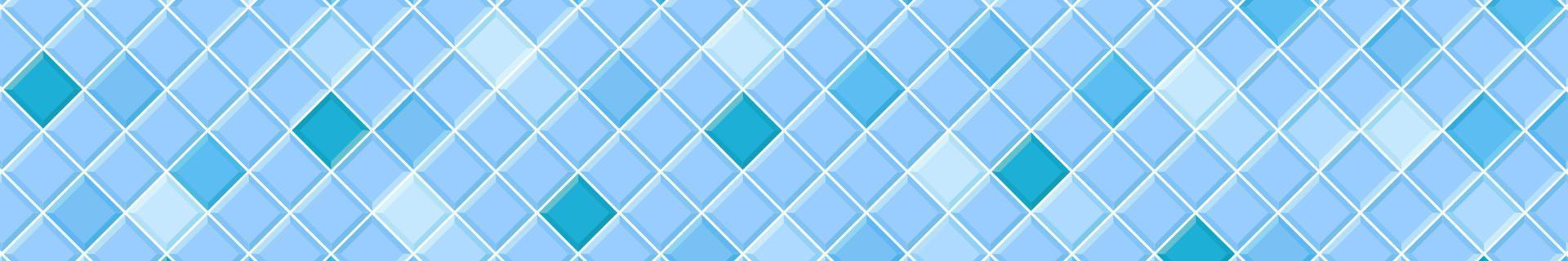 Blue square tile diagonal seamless pattern. Interior or exterior decoration mosaic surface. Swimming pool floor background. Bathroom or toilet ceramic wall texture vector