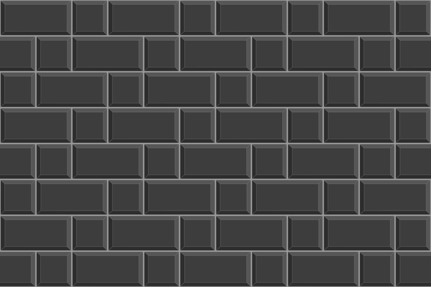 Black tile seamless pattern. Rectangle and square brick background. Kitchen backsplash or bathroom ceramic wall texture vector