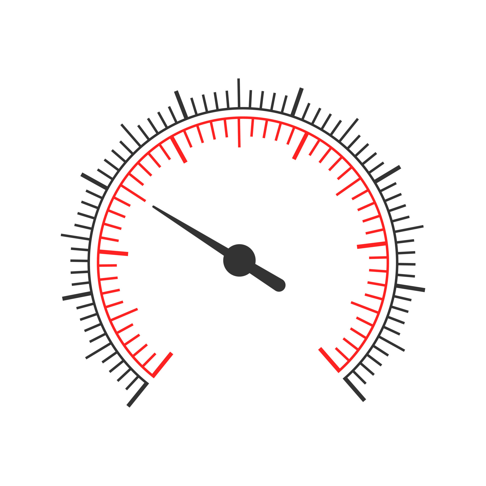 Round measuring scale with arrow. Graphic template for speedometer