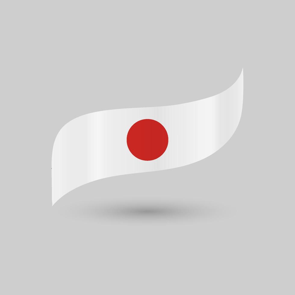 el nacional bandera de Japón un blanco bandera ola fluido un rojo Dom etiqueta pegatina Insignia nacional aislado vector en blanco antecedentes