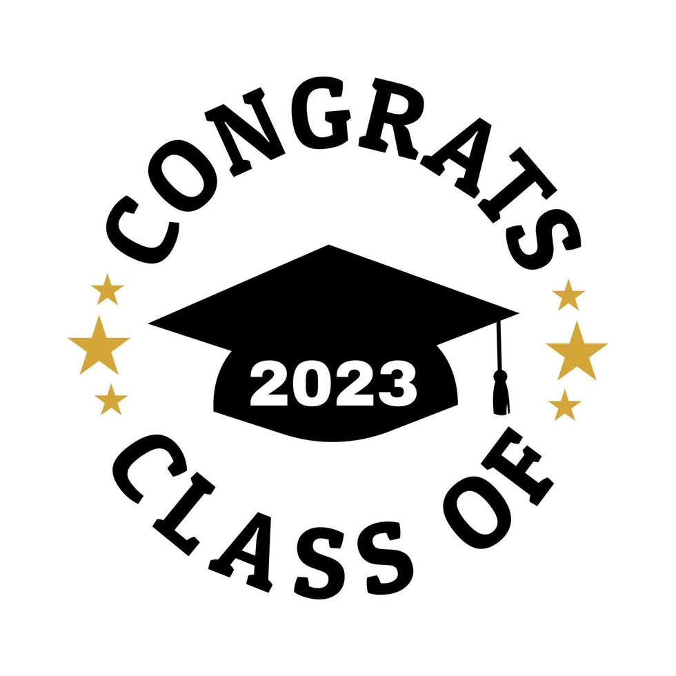 Senior 2023 with Graduation cap silhouette design on white background vector
