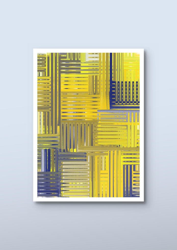 Abstract yellow and blue watercolor posters for wall decoration. Modern hand-drawn background vector