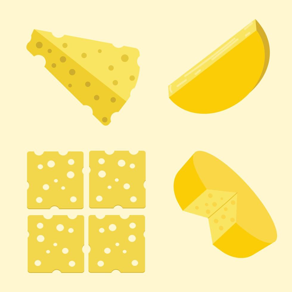 Vector various shapes of cheese