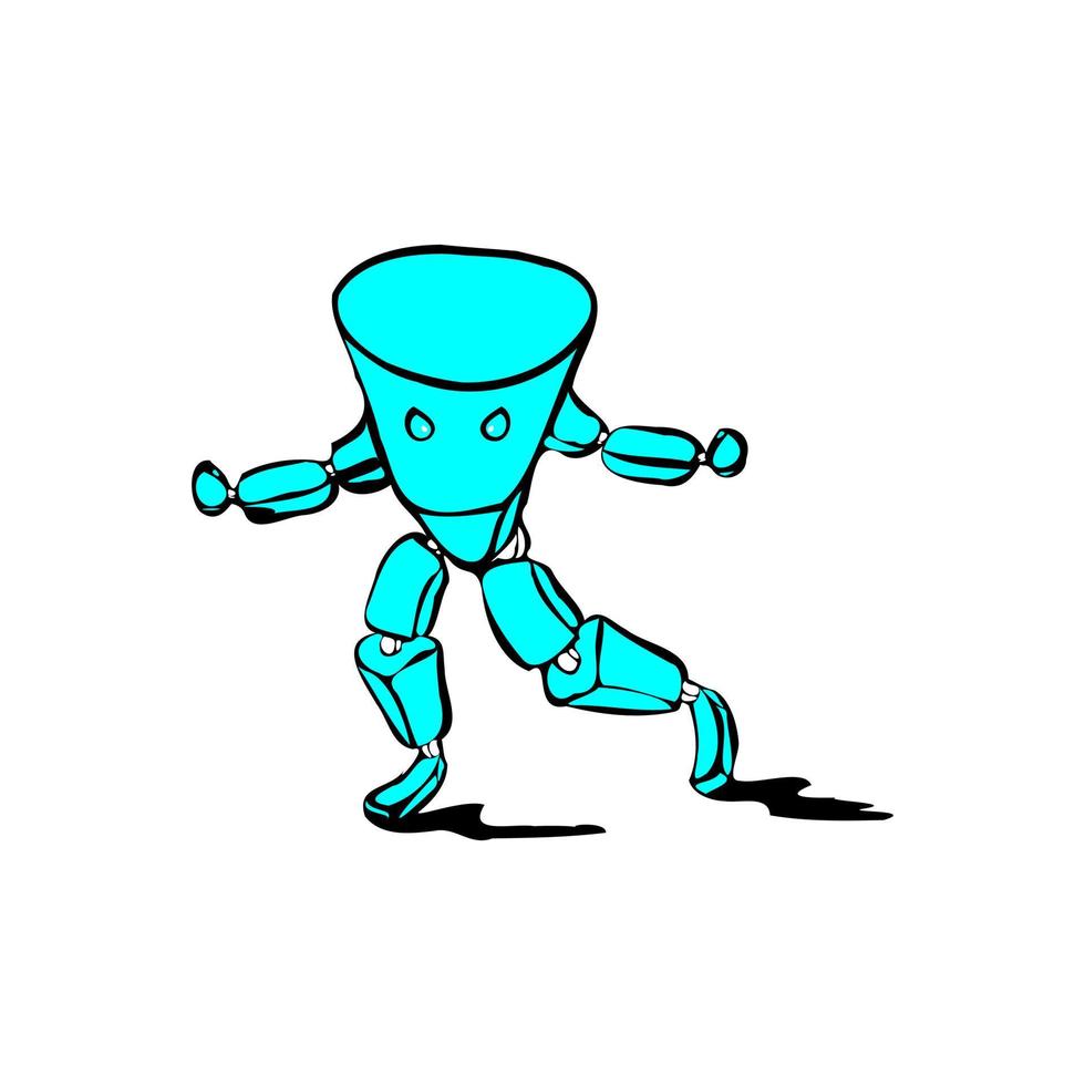 robot personaje en pie actitud vector