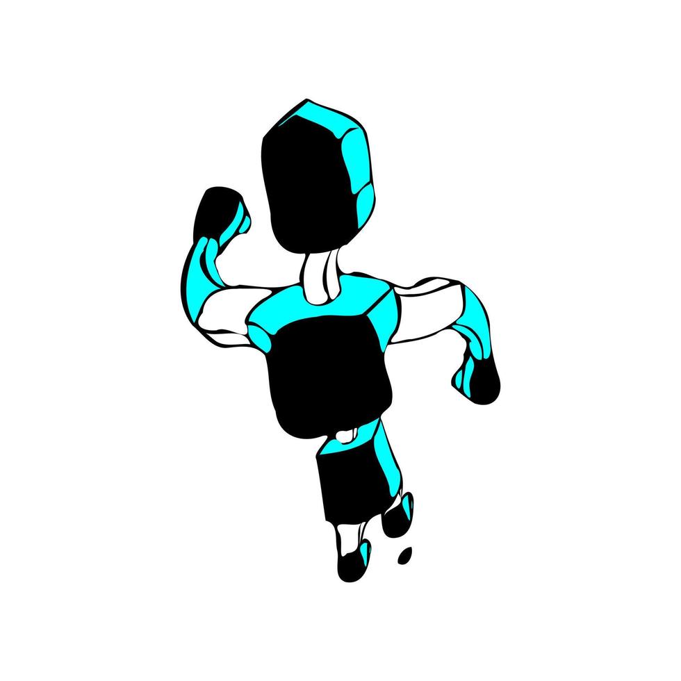 Funny robot character running pose vector