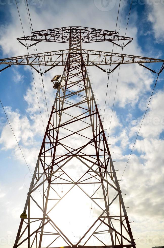 Tall power pylons photo