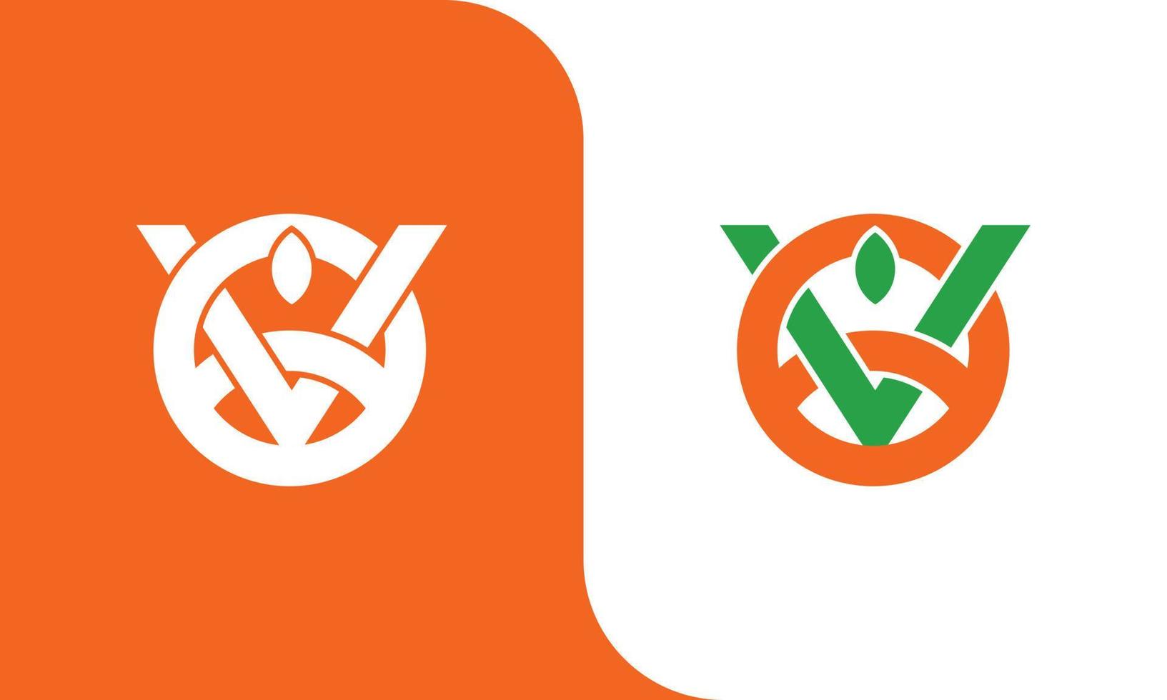 Nature V orange logo vector