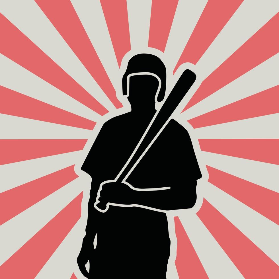 Silhouette baseball player vector