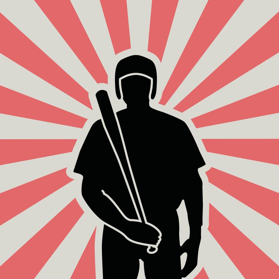 Silhouette baseball player vector