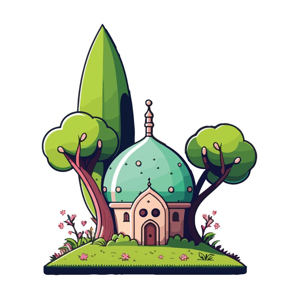 illustration of a cute house with a shady tree vector