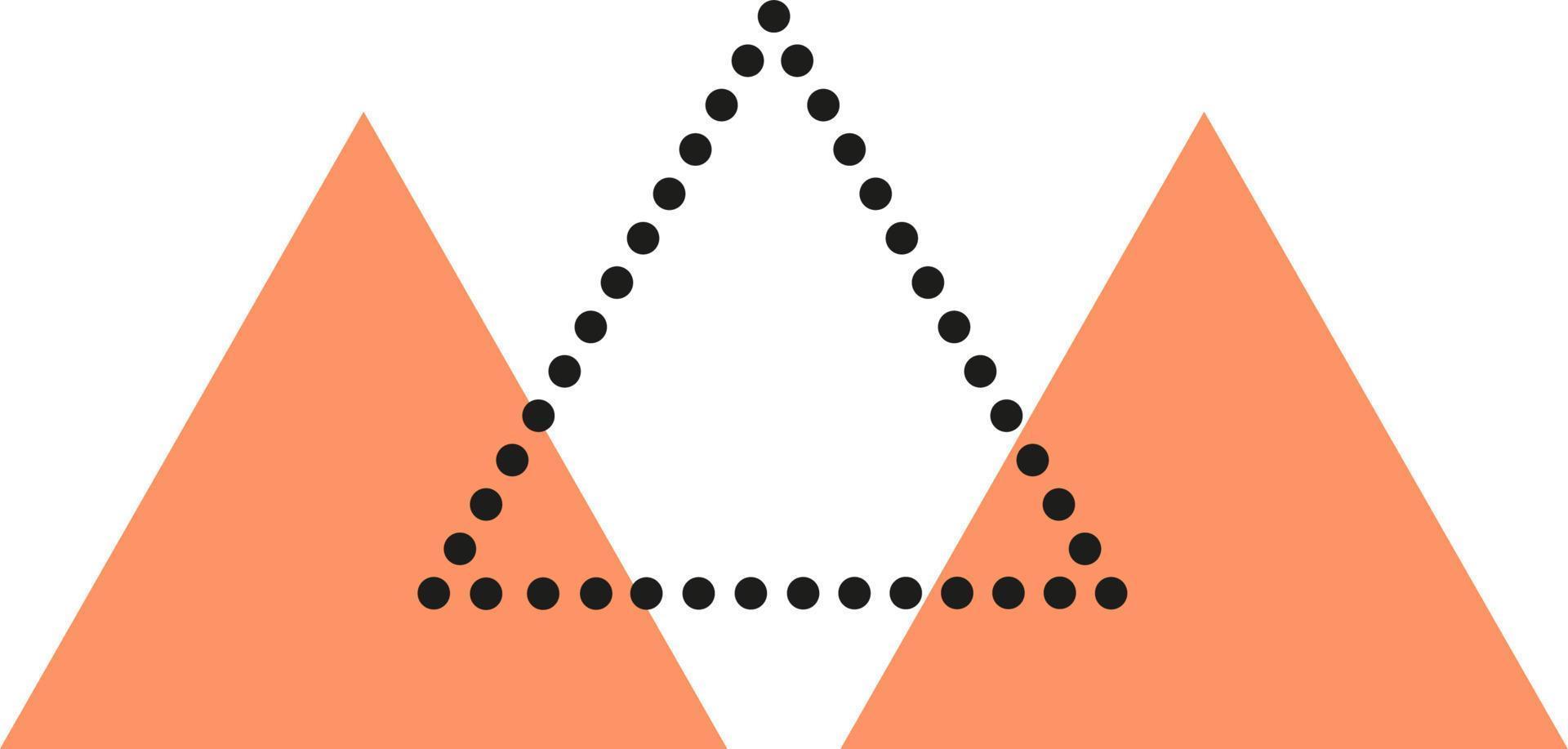 Set of an abstract triangle. Dots line. Vector illustration.