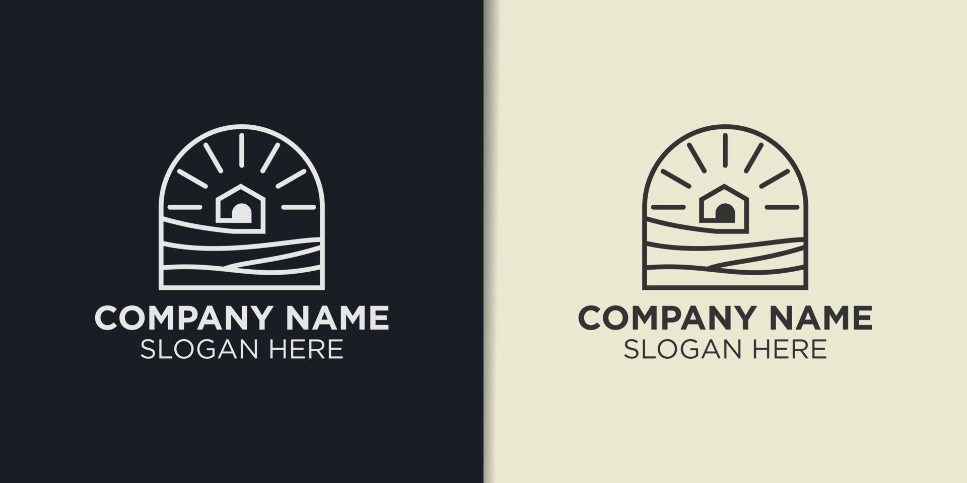 elegant beach hotel logo design vector, travel logo template vector