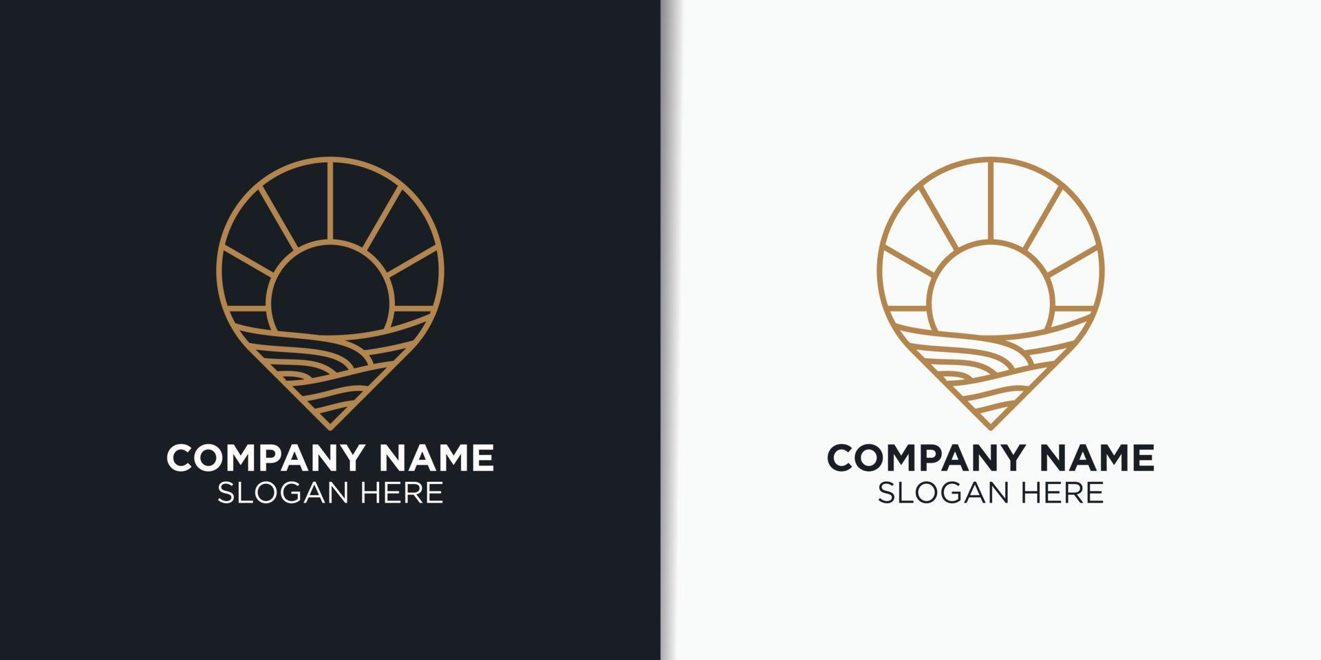 elegant beach hotel logo design vector, travel logo template vector