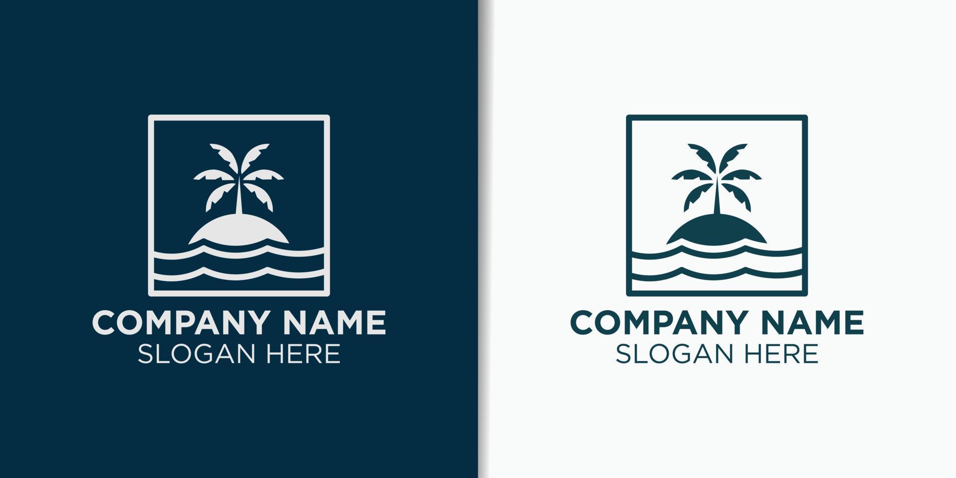 elegant beach hotel logo design vector, travel logo template vector