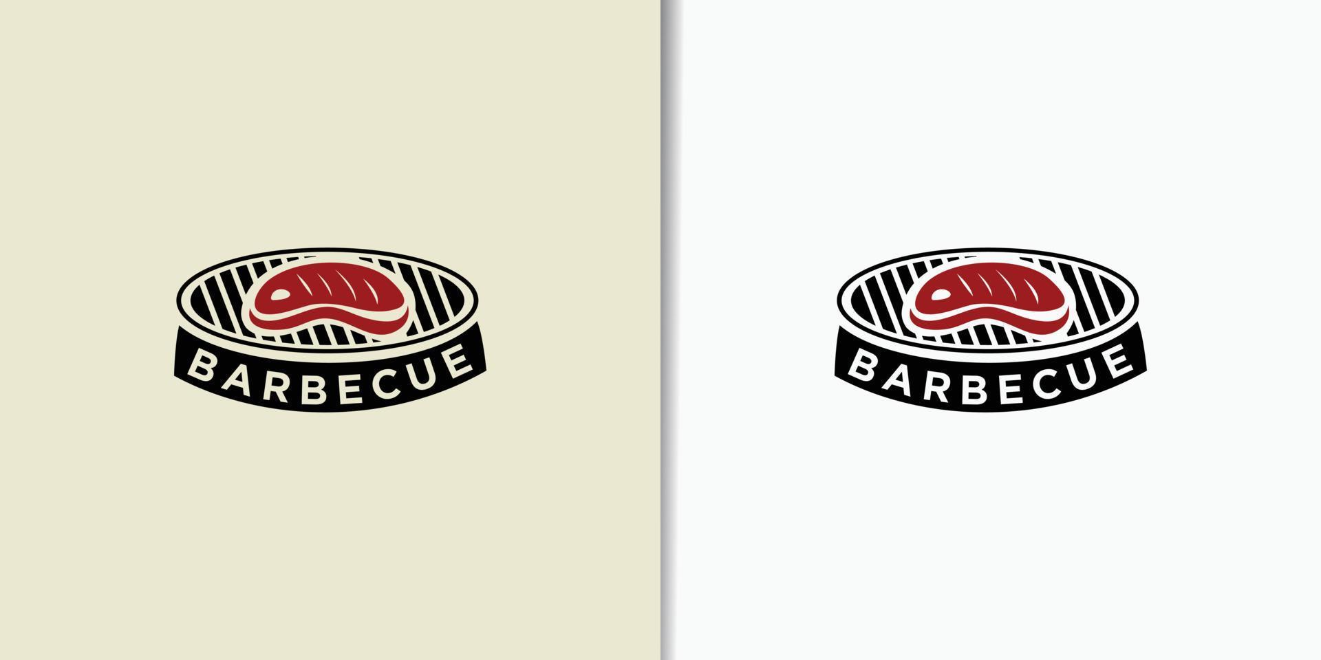 Vector vintage retro rustic BBQ grill barbecue barbecue logo