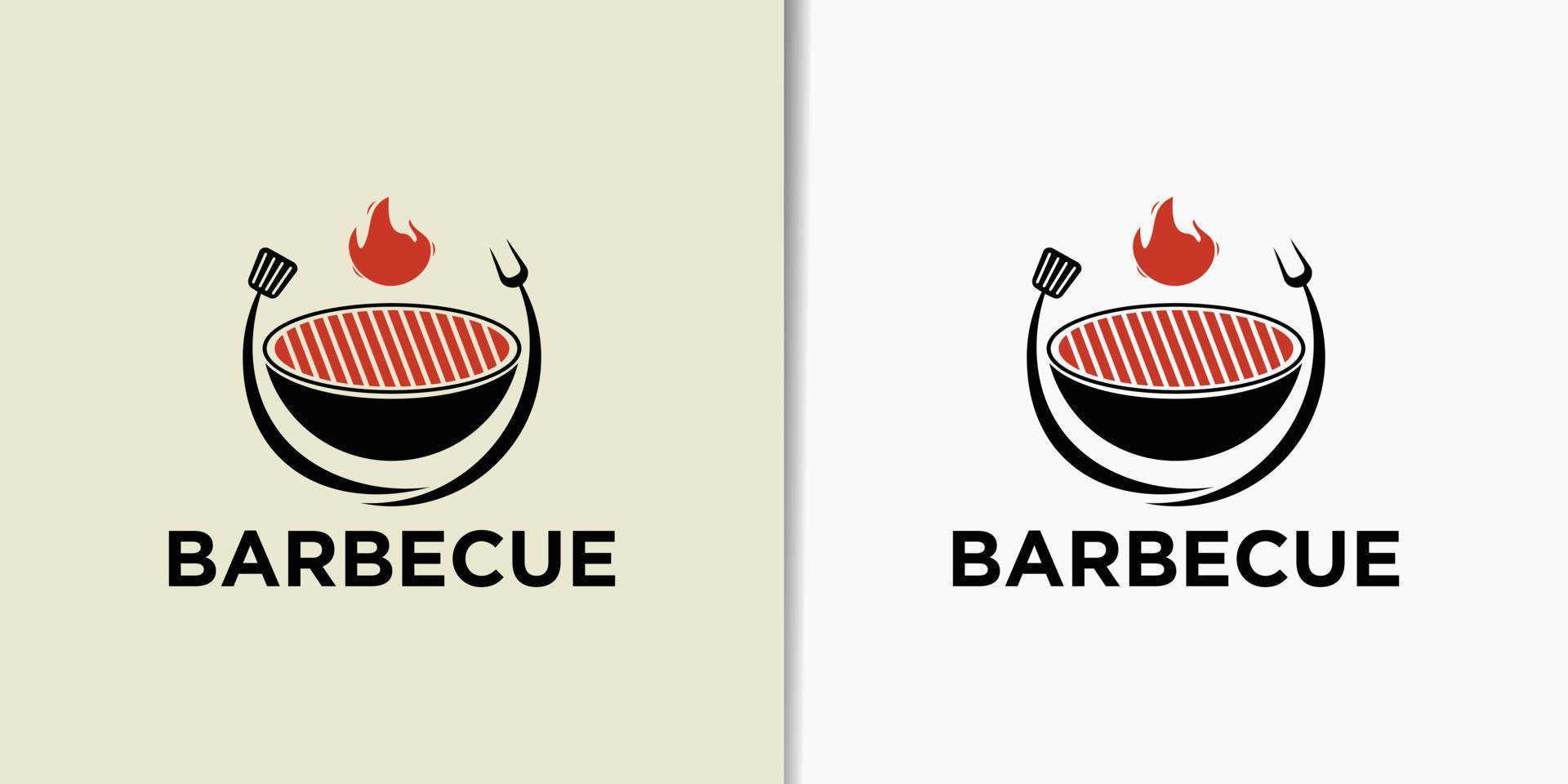 Vector vintage retro rustic BBQ grill barbecue barbecue logo