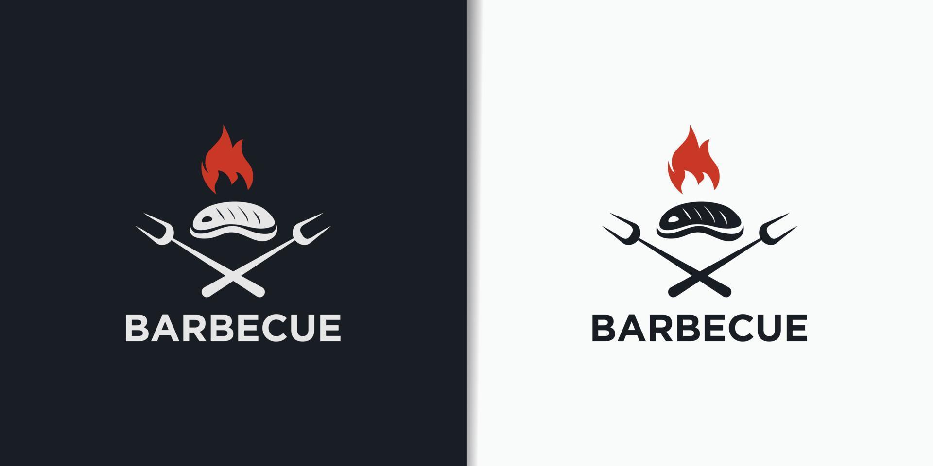 Vector vintage retro rustic BBQ grill barbecue barbecue logo