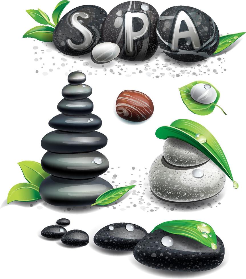 conjunto de spa piedras vector