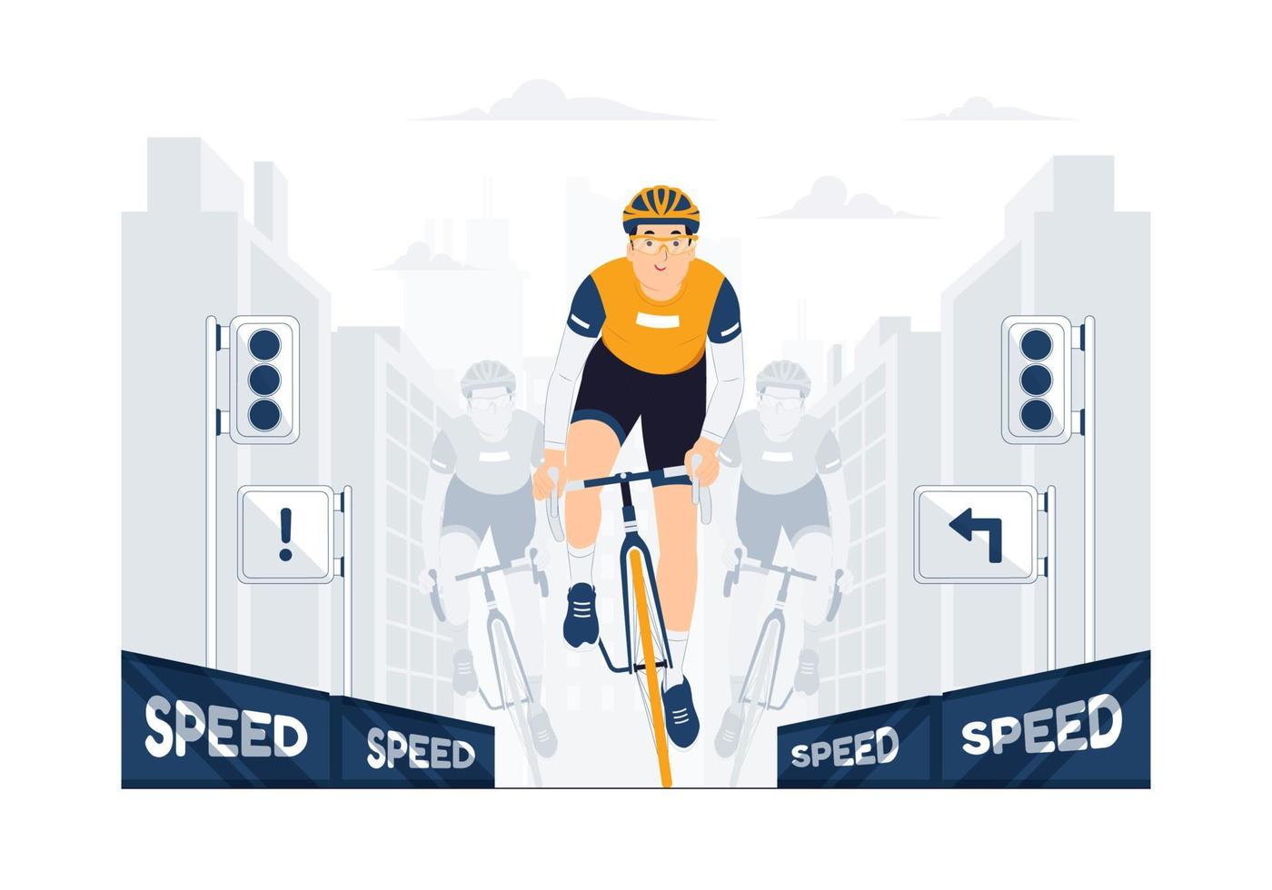 Cycling bicycle race group of cyclists in full speed on Road concept illustration vector