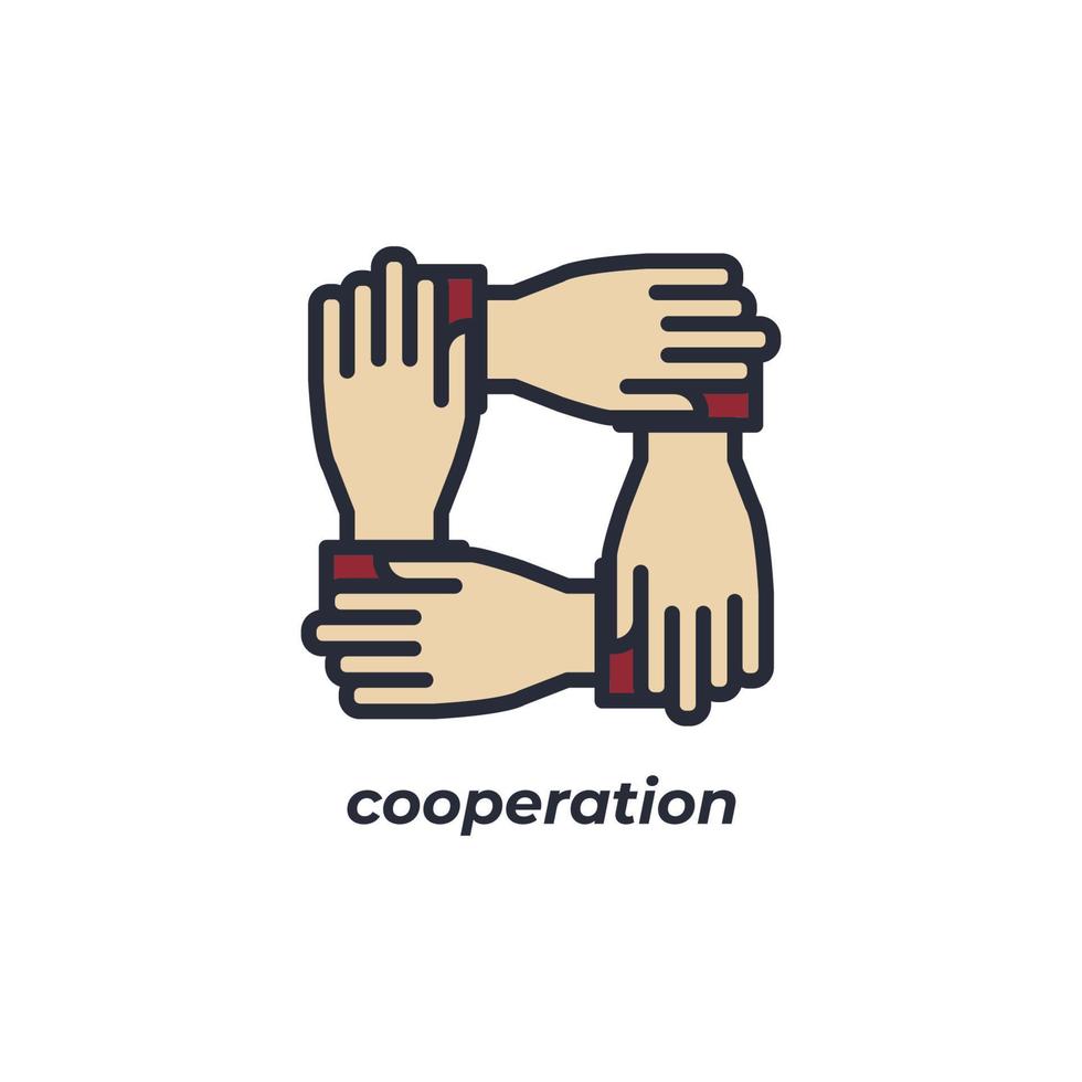 Vector sign cooperation symbol is isolated on a white background. icon color editable.