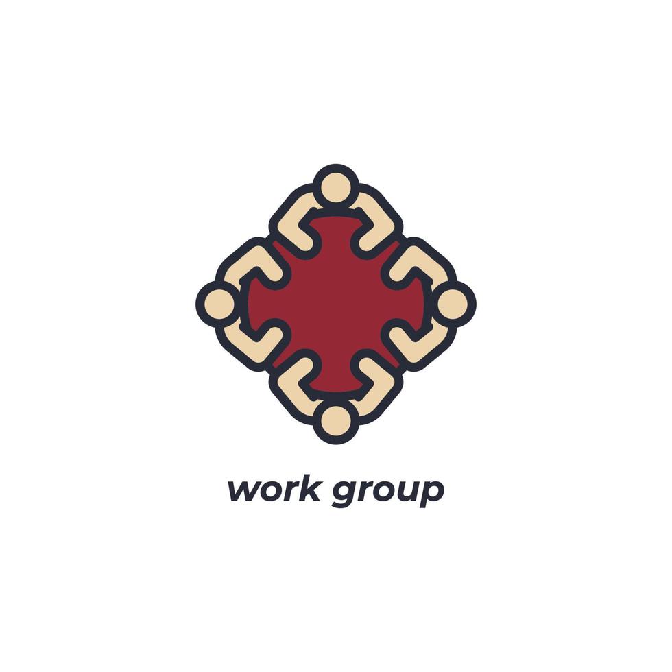 Vector sign work group symbol is isolated on a white background. icon color editable.