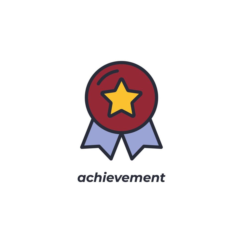 Vector sign achievement symbol is isolated on a white background. icon color editable.