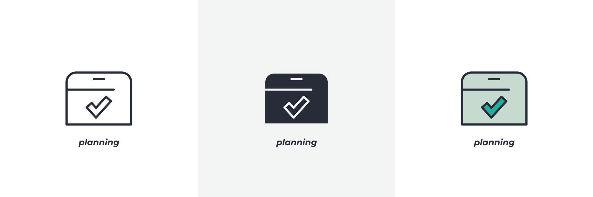 planning icon. Line, solid and filled outline colorful version, outline and filled vector sign. Idea Symbol, logo illustration. Vector graphics