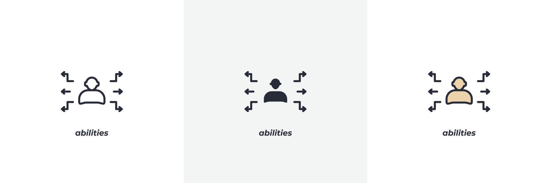 abilities icon. Line, solid and filled outline colorful version, outline and filled vector sign. Idea Symbol, logo illustration. Vector graphics