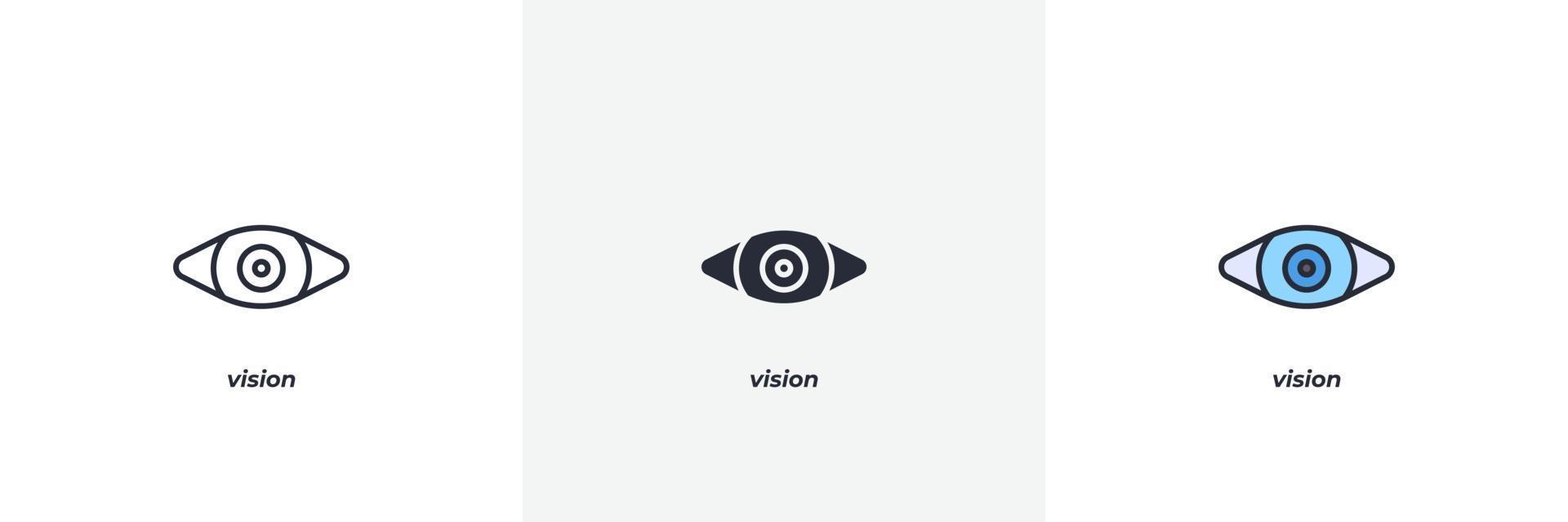 vision icon. Line, solid and filled outline colorful version, outline and filled vector sign. Idea Symbol, logo illustration. Vector graphics