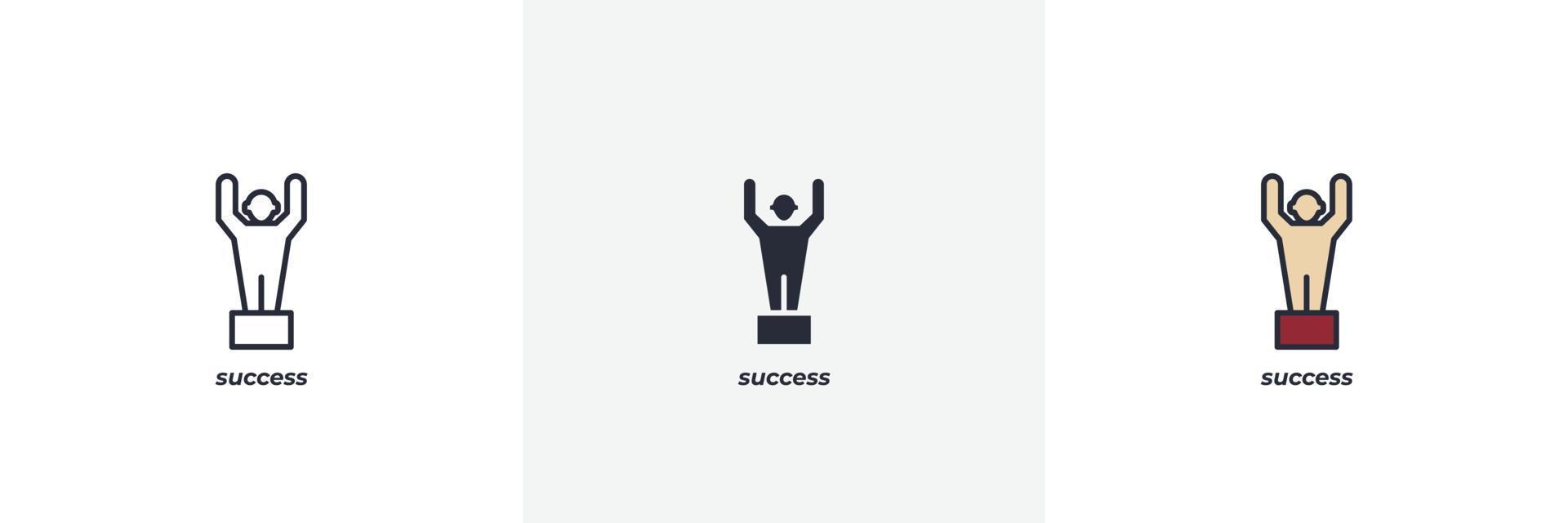 success icon. Line, solid and filled outline colorful version, outline and filled vector sign. Idea Symbol, logo illustration. Vector graphics