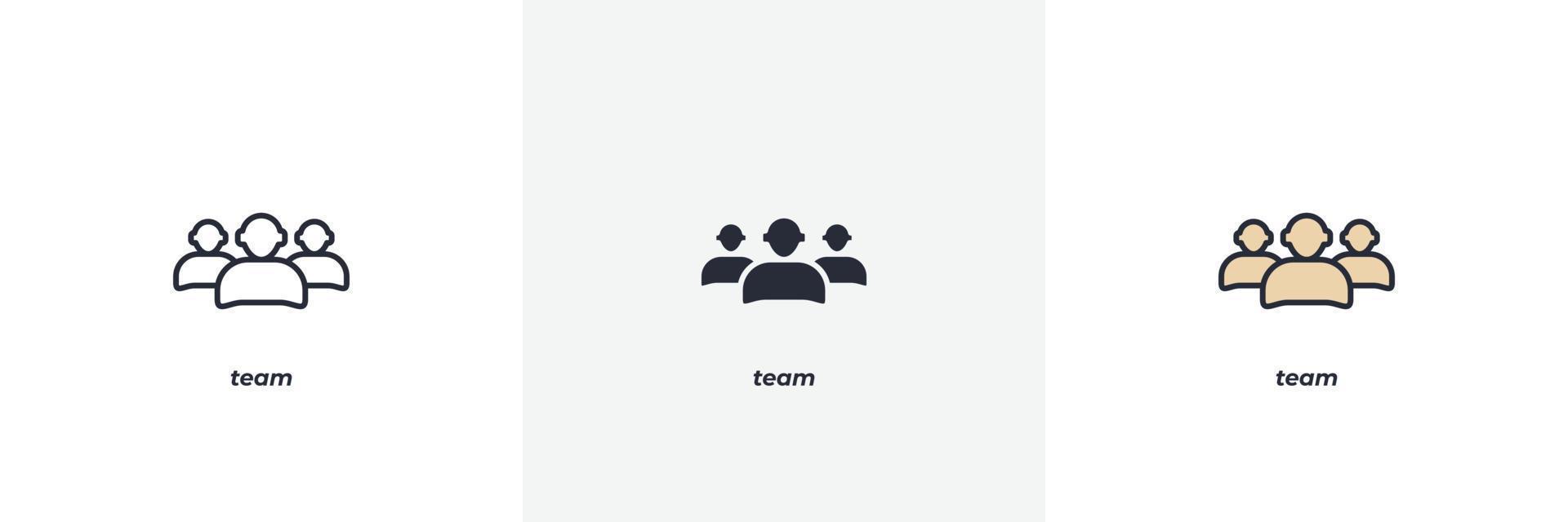 team icon. Line, solid and filled outline colorful version, outline and filled vector sign. Idea Symbol, logo illustration. Vector graphics