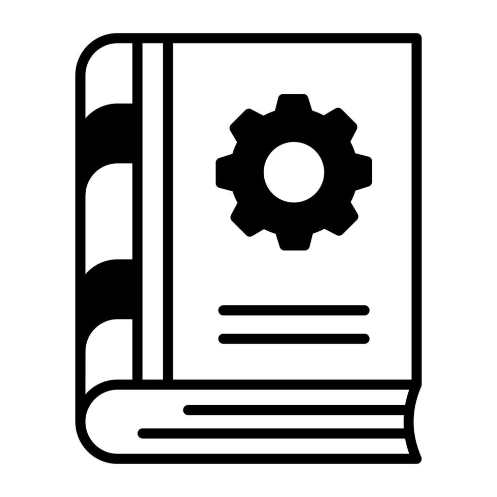 Cogwheel on book denoting concept of user manual book vector